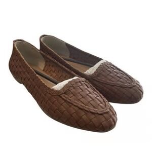 FS‎ Lele Woven Loafers Cognac Brown Brazilian Leather Flat Slip-On Size 9.5